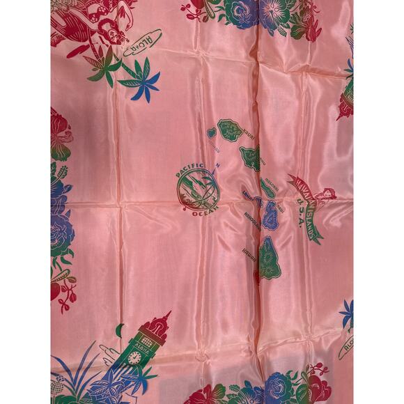 Vintage Hawaiian Islands Map Satin Tablecloth 39x40 + 4 Napkins Deadstock - Picture 16 of 16
